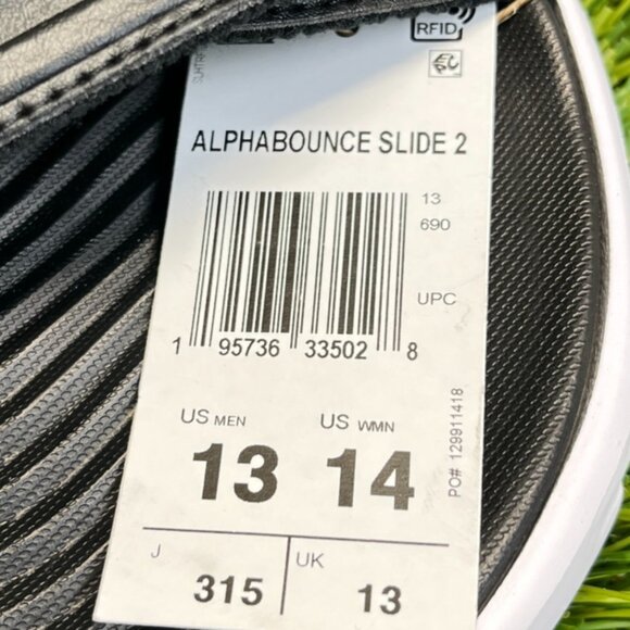 Adidas Alphabounce Slide 2.0 Mens Size 13 Black White Beach Outdoor Sandals main image 9